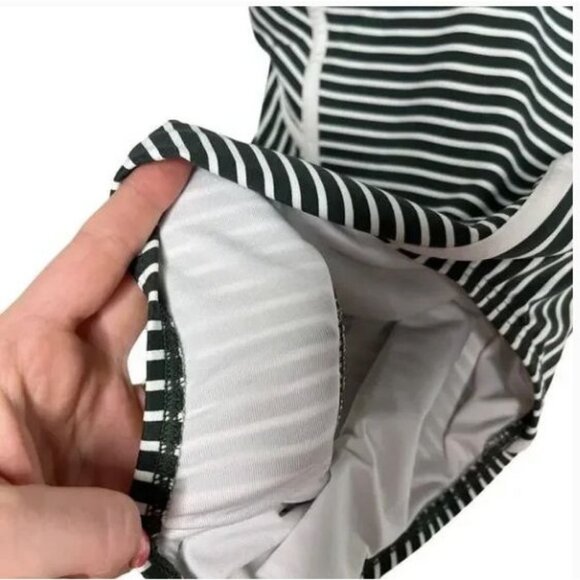 Tommy Hilfiger Striped One Piece Swimsuit Olive White Size 10 - Picture 7 of 9